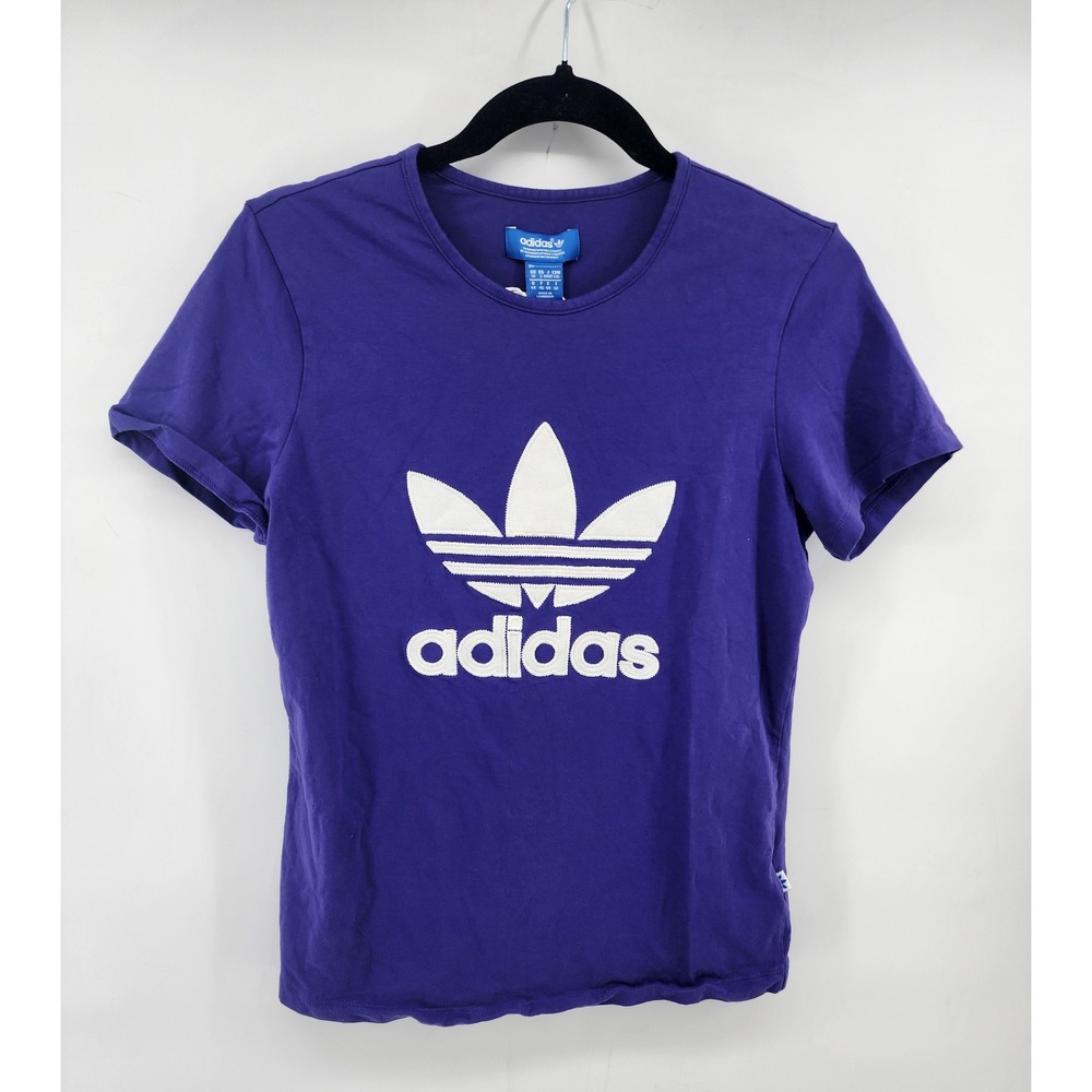 Adidas Originals Trefoil Logo  blue Purple Slim Fit Short Sleeve T-Shirt Size L